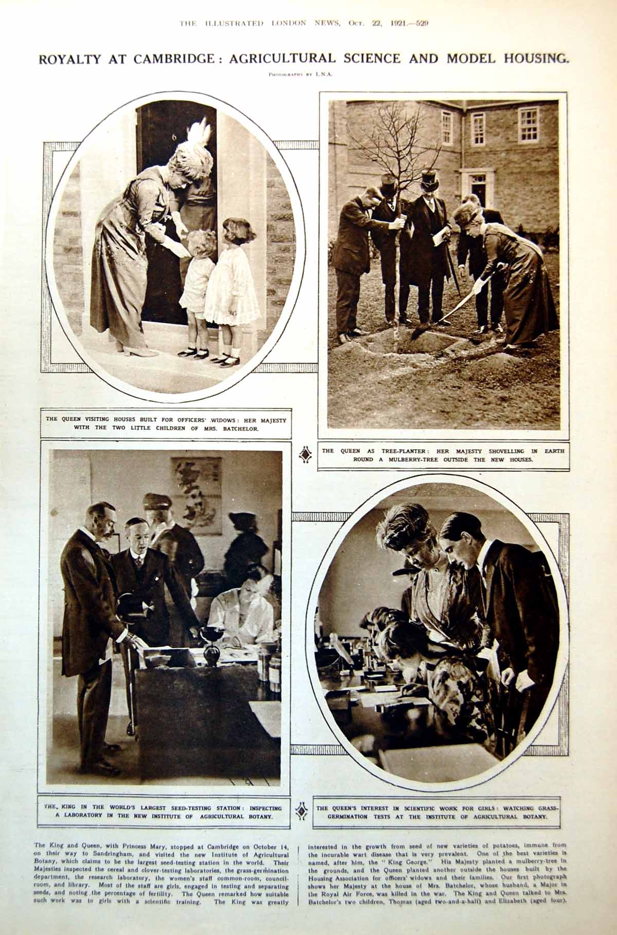 Old Print Royalty Cambridge Agricultural Science Heligoland Caisson 1921 20th