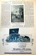 Antique Old Print New Hotel Belgravia Entrance Hallcashier Lounge London 1921