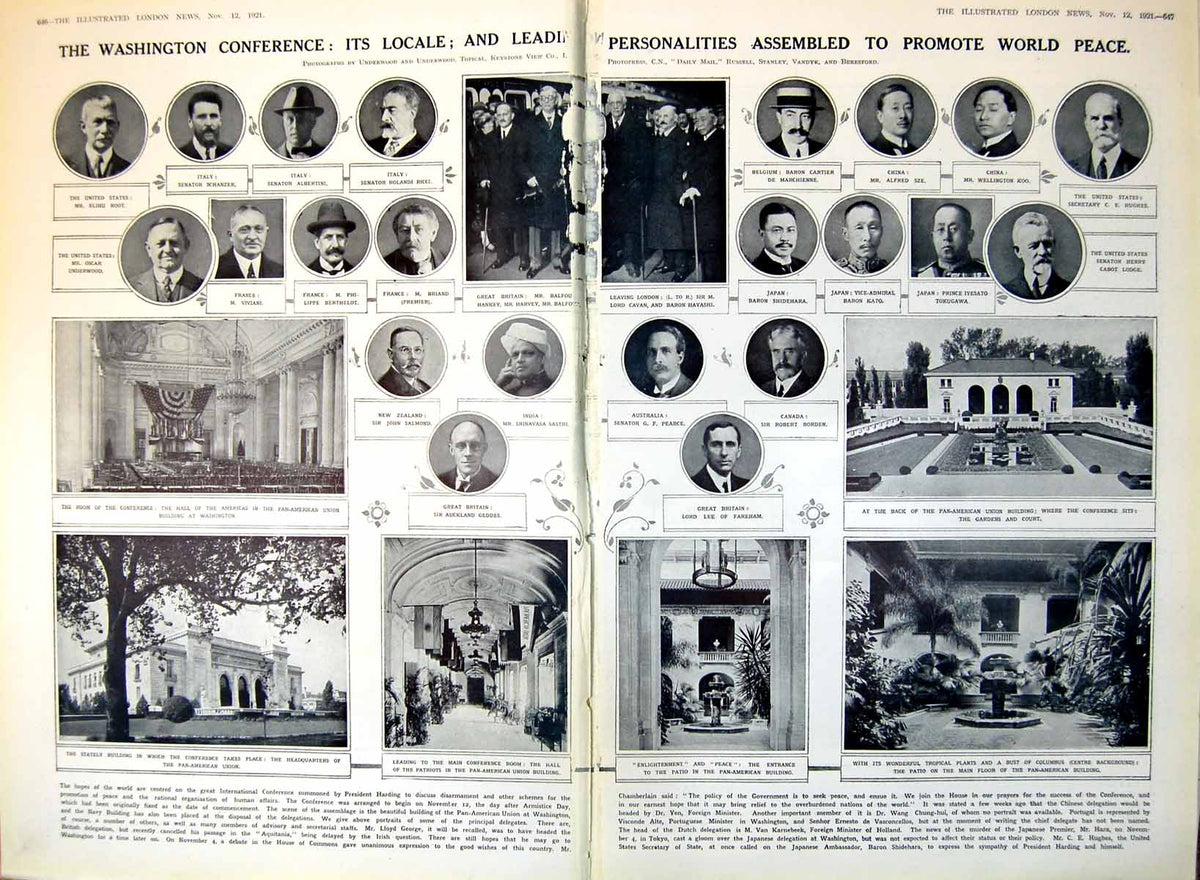 Antique Old Print Damaged Washington World Peace Uss Maryland Cemeteries 1921