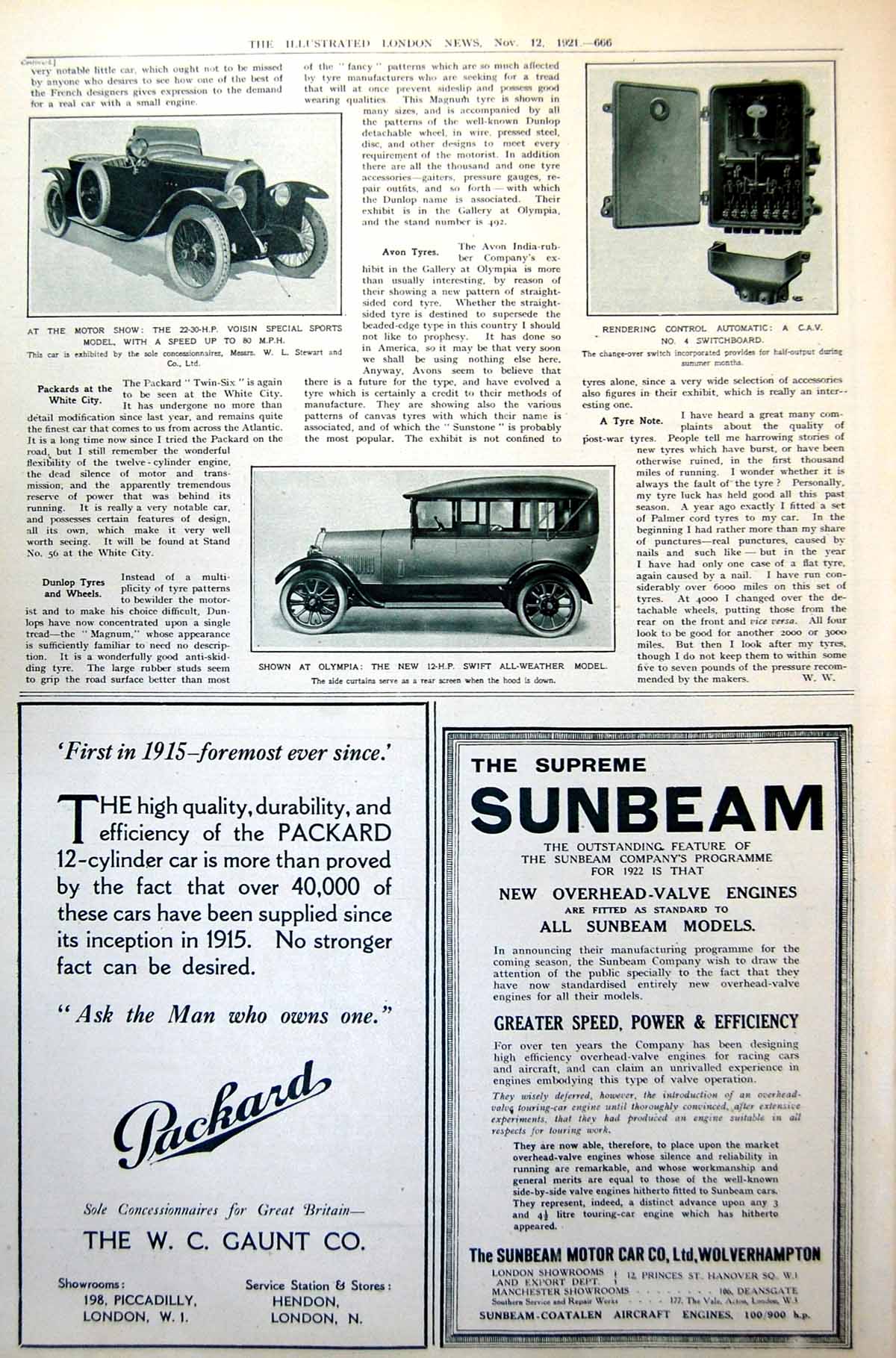 Antique Print Olympia Motor Show Voisin Sports Model Swift All Weather 1921
