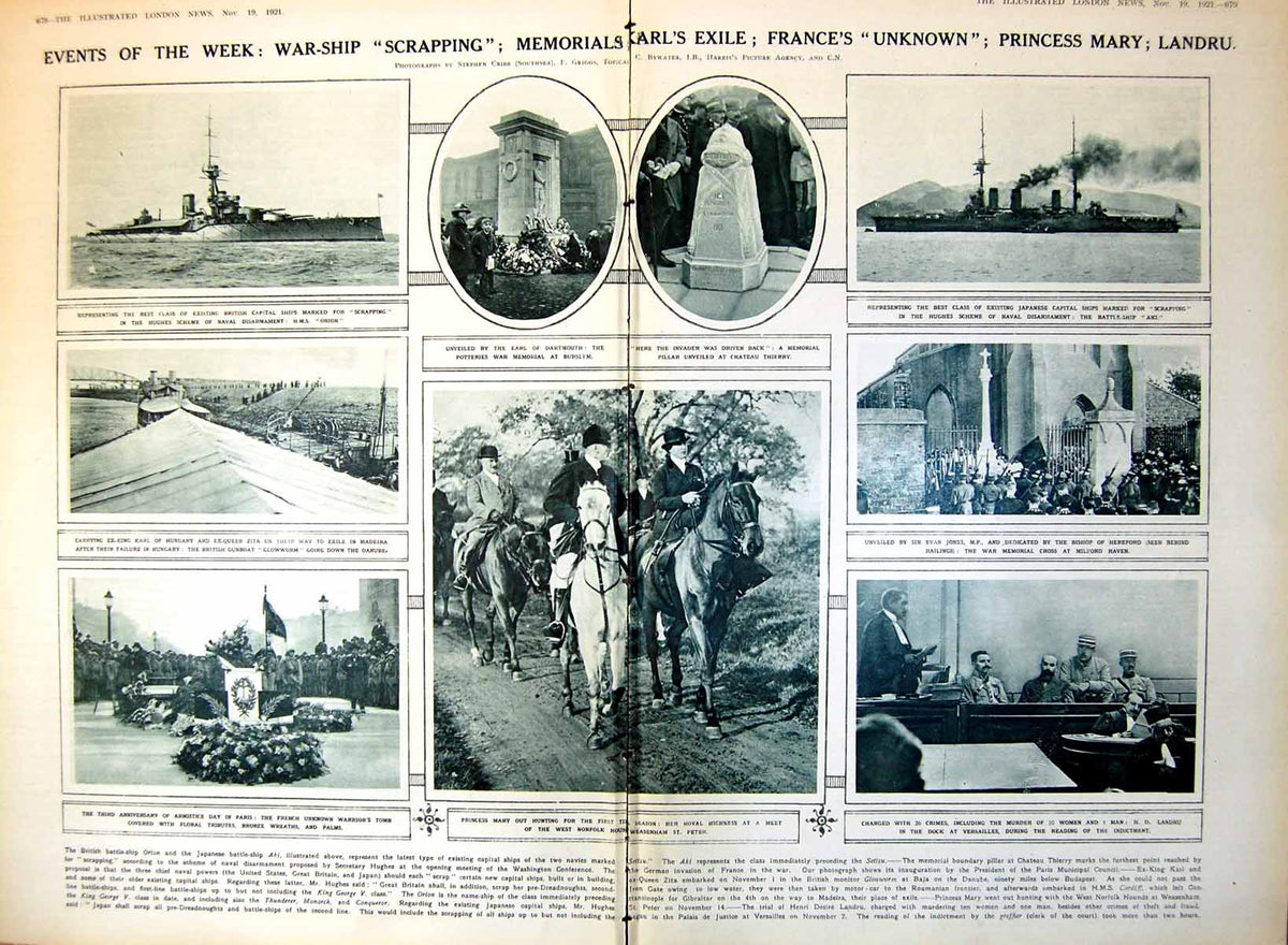 Old Vintage Print Damaged War-Ship Scrapping France'S Unknown News 1921 20th