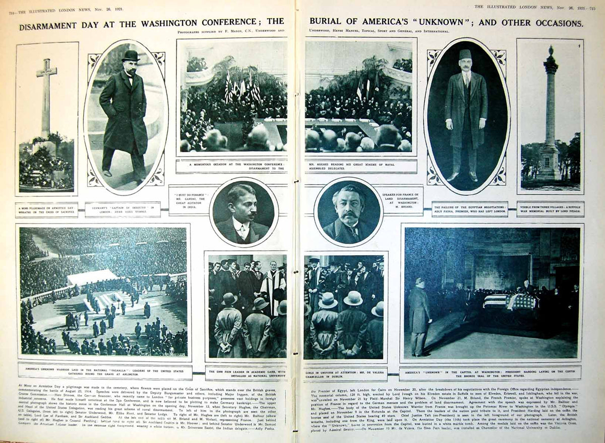 Old Vintage Print Damaged Disarmament Day Washington Conference News 1921 20th