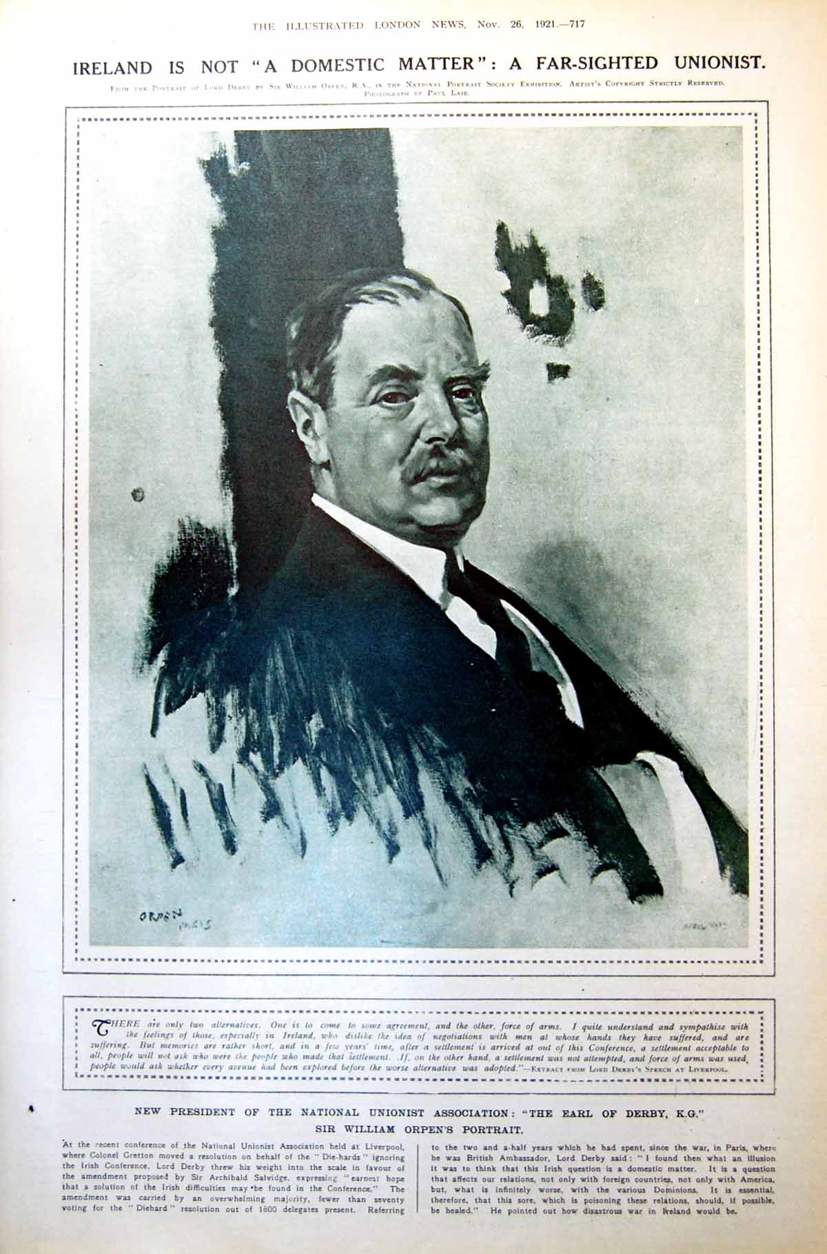 Old Print Sir William Orpen Portrait Scene Changing By Light Macbeth 1921 20th