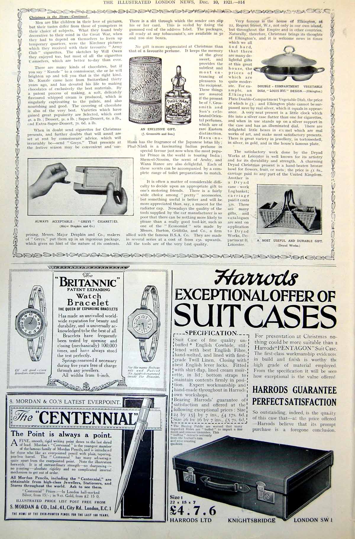 Antique Old Print Christmas In The Shops Vegetable Dish Exclusive Gifts 1921