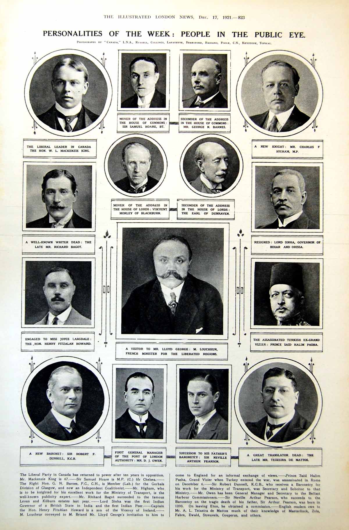 Old People Public Eye M. Loucheur Memorials Armistice Cape Town 1921 20th