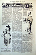 Antique Old Print World Women Restaurant Gown Taffets Lace Rest Satin 1921 20th