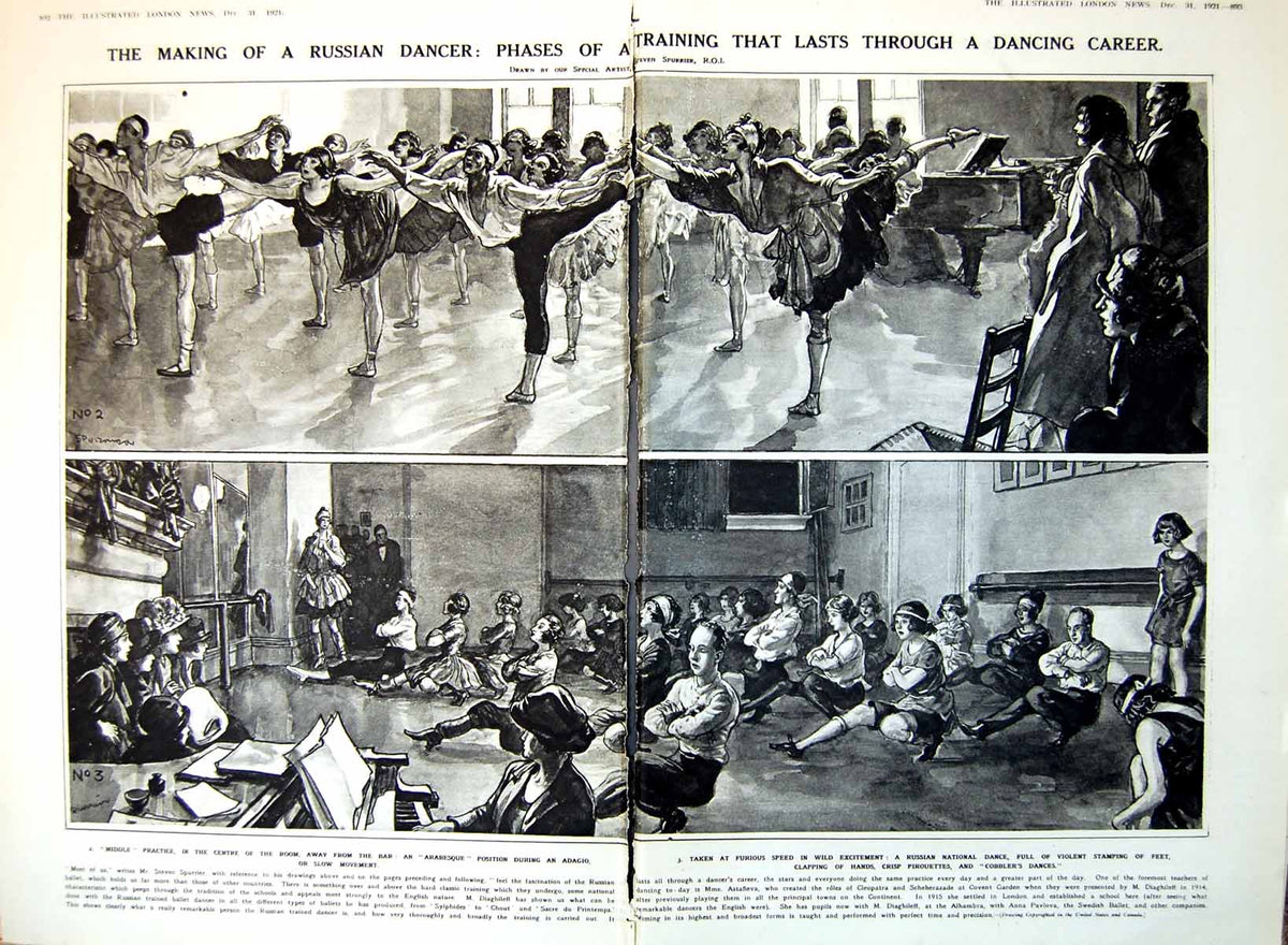 Antique Print Damaged Making Russian Dancer Arabesque Cobbler'S Dance 1921 20th