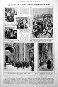 Old Vintage Print Passing Pope Funeral Ceremonies Rome Germans Neuss 1922 20th