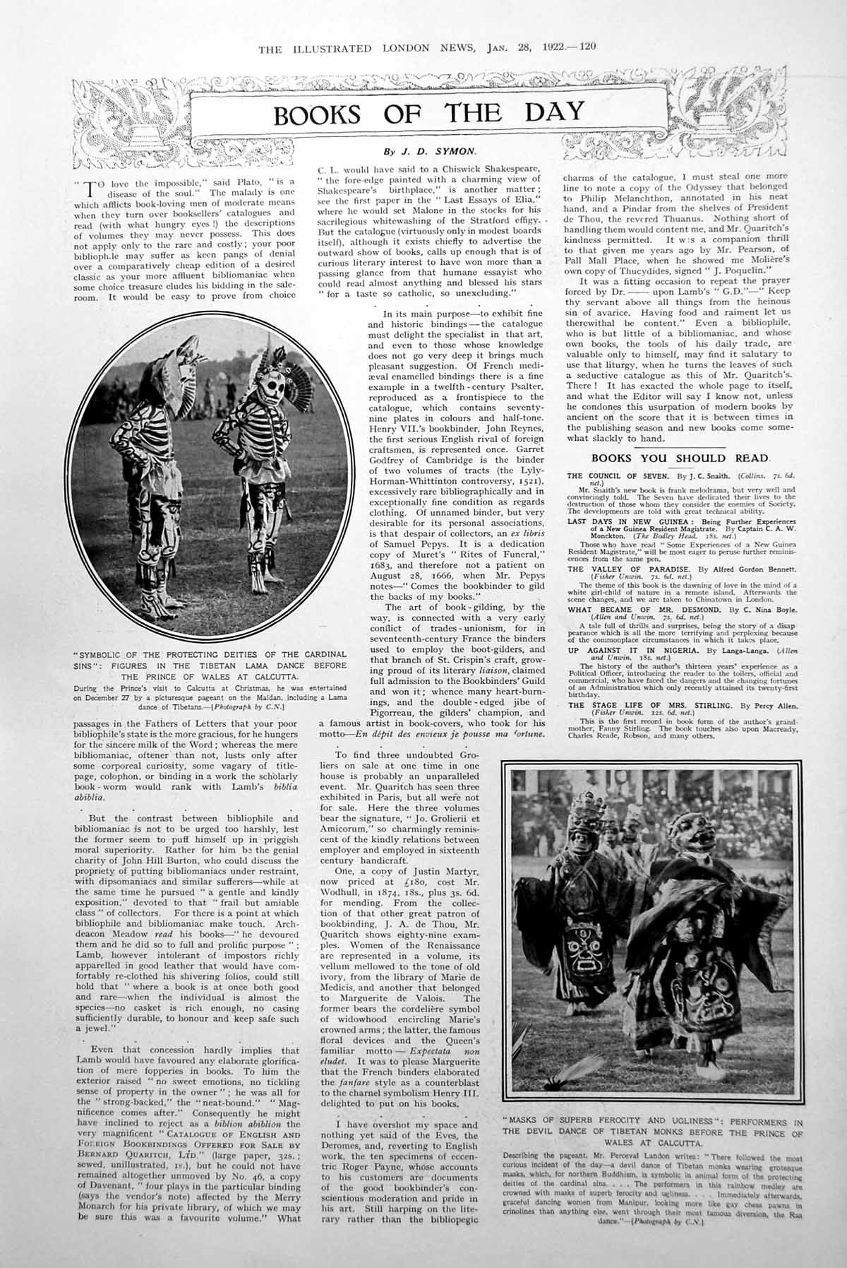 Old Vintage Print Tibetan Lama Dance Devil For Prince Wales Calcutta 1922 20th
