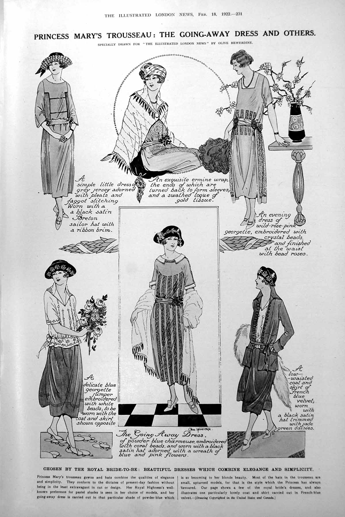 Original Old Vintage Print Princess Mary'S Trousseau Dresses Prince Mysore 1922