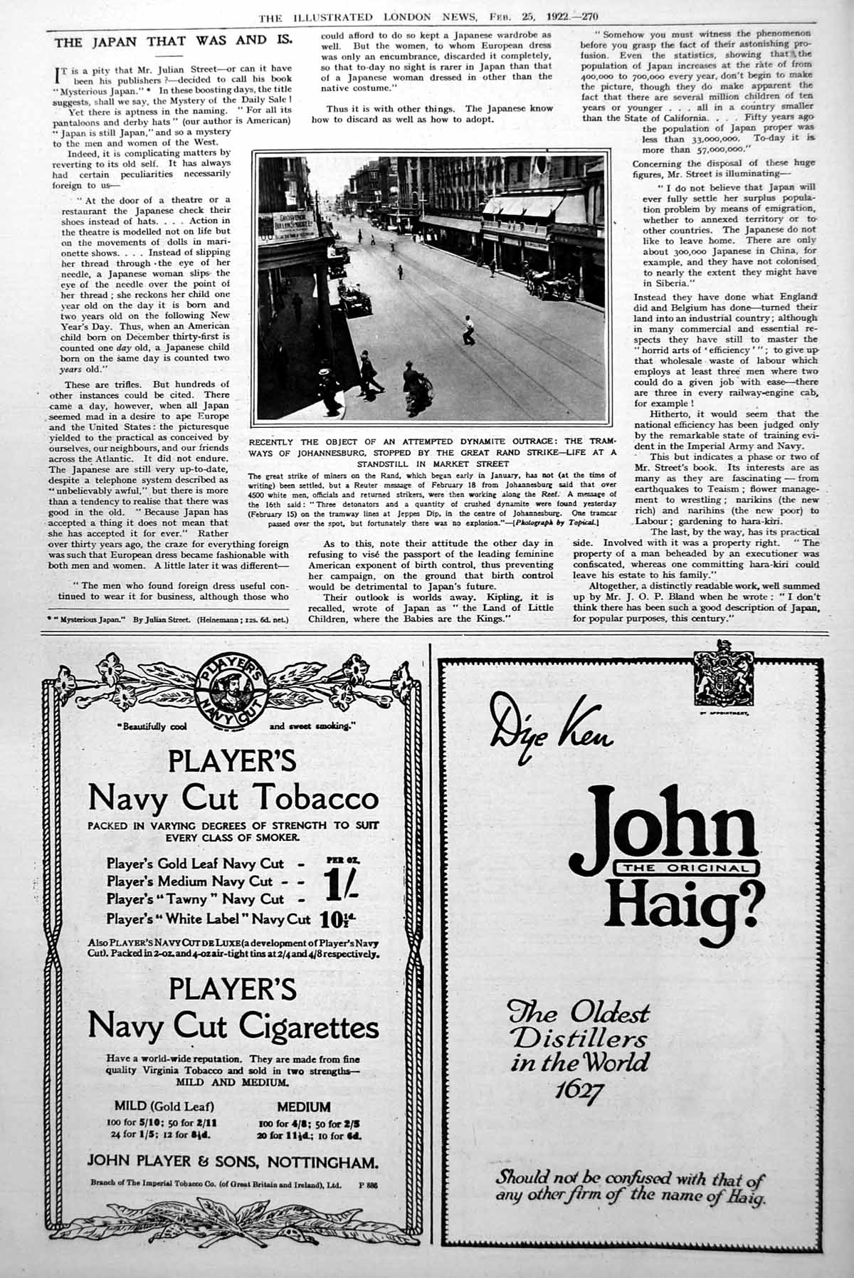 Antique Print Johannesburrg Standstill Market Street Great Rand Strike 1922