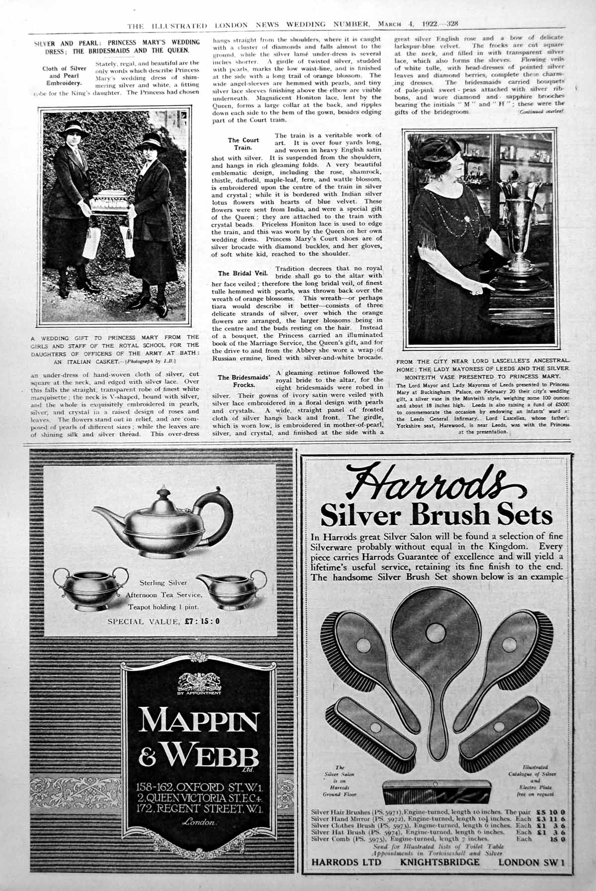Antique Old Print Wedding Gifts Princess Mary Italian Casket Silver Vase 1922