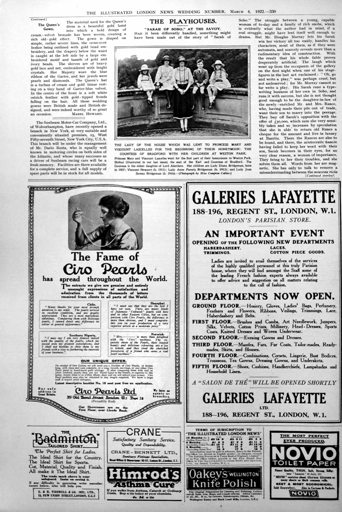 Old Vintage Print Countess Bradford And Children Weston Park Gaden 1922 20th