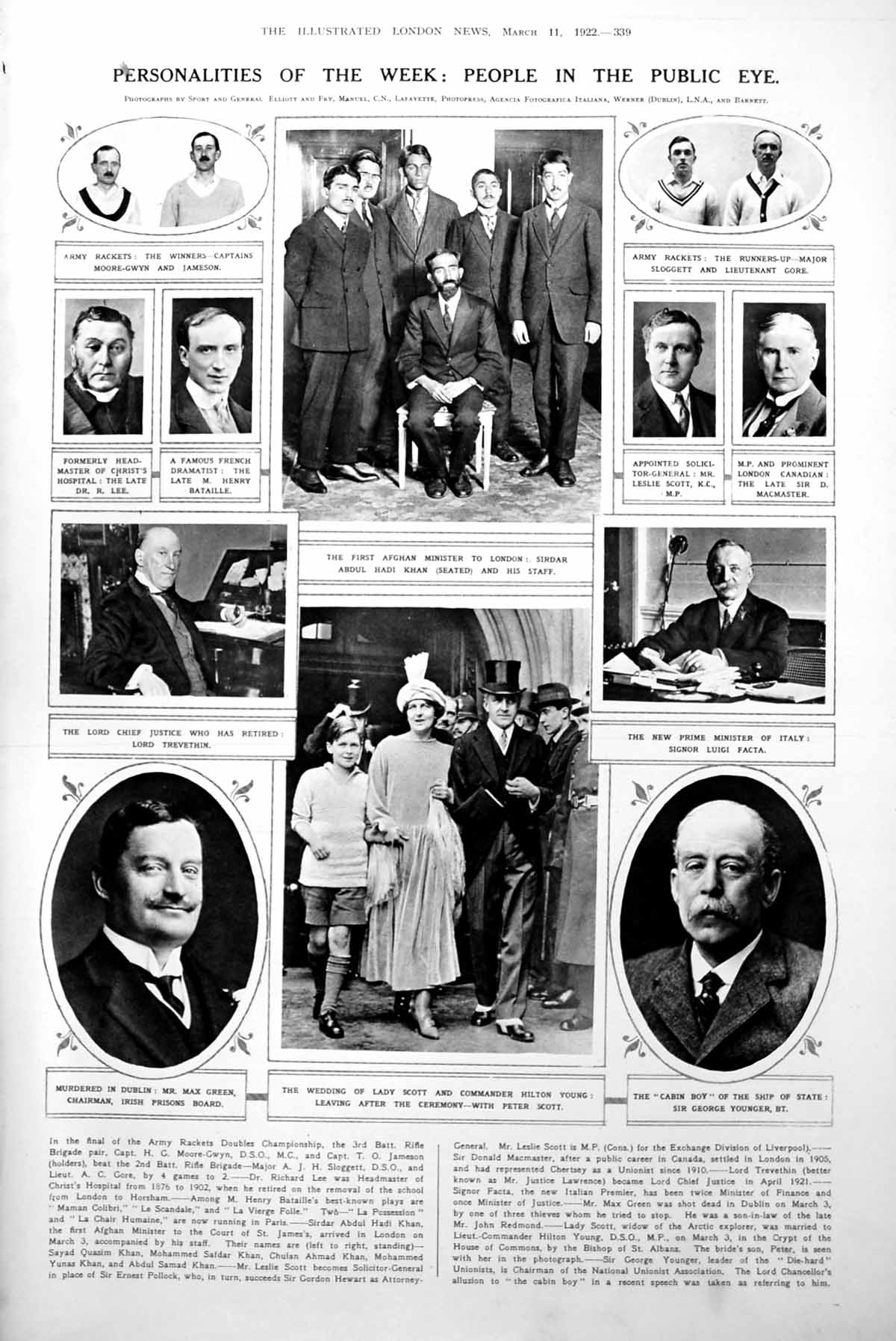 Antique Old Print People Public Eye News Scotch Express Derailed Cattle 1922