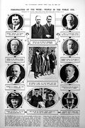 Antique Old Print People Public Eye Portraits Portsmouth War Memorial 1922 20th