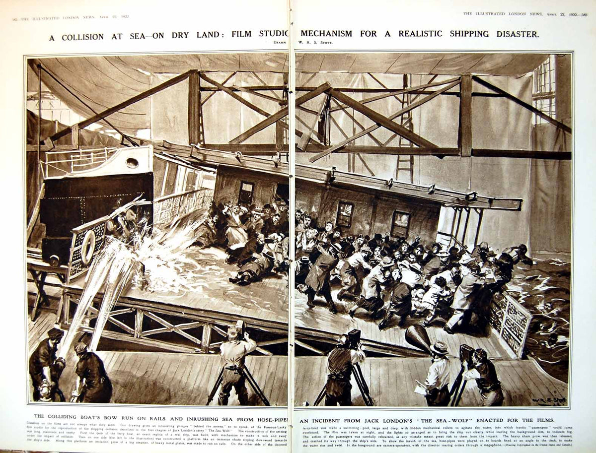 Old Print Damaged Mechanism Film Shipping Disaster On Rails Sea-Wolf 1922 20th