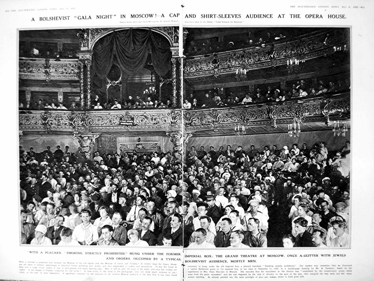 Antique Print Damaged Bolshevist Gala Night Opera Shirt Sleeves Moscow 1922