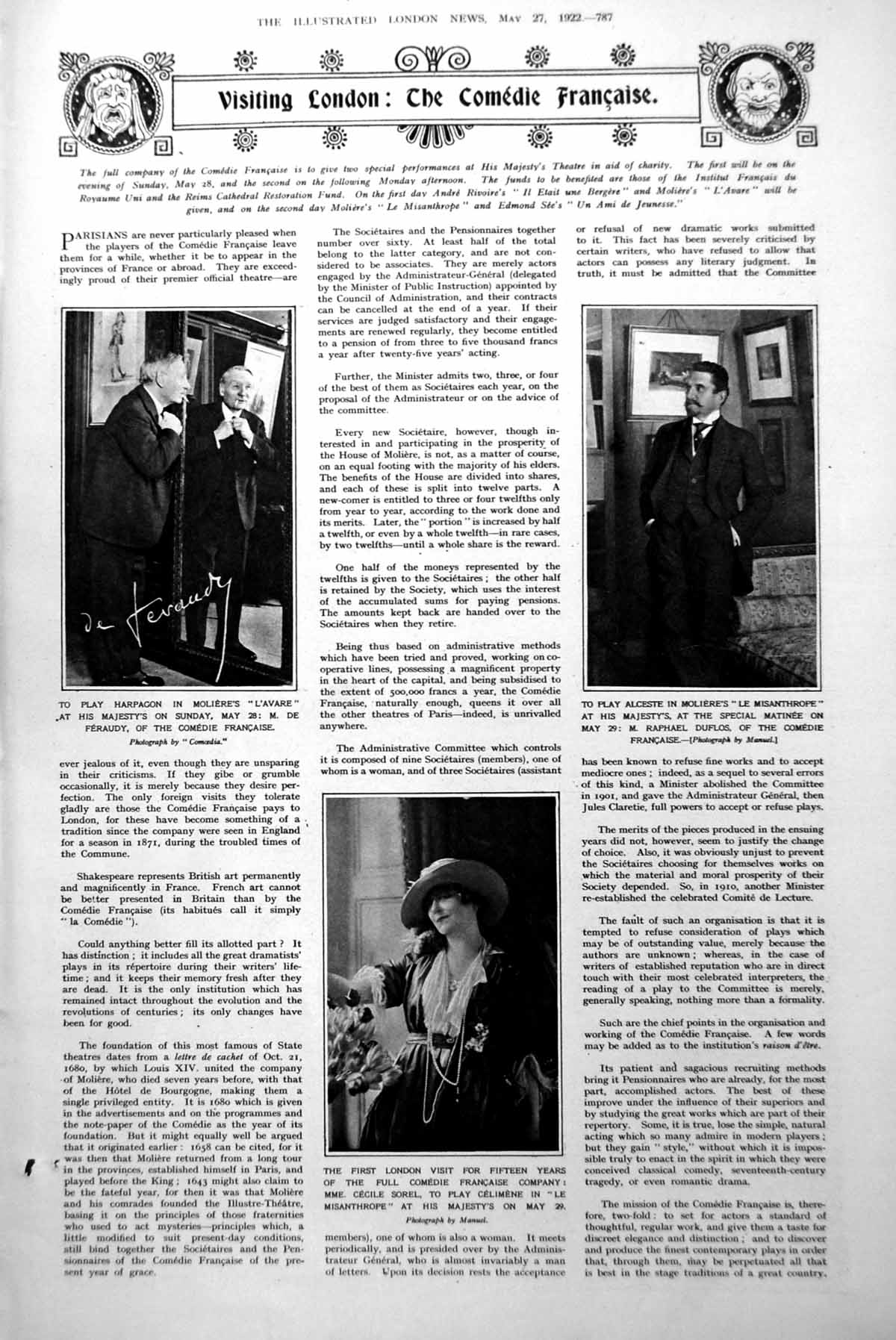 Antique Print Army R.A.F. Displays King Comedie Francaise Visit London 1922