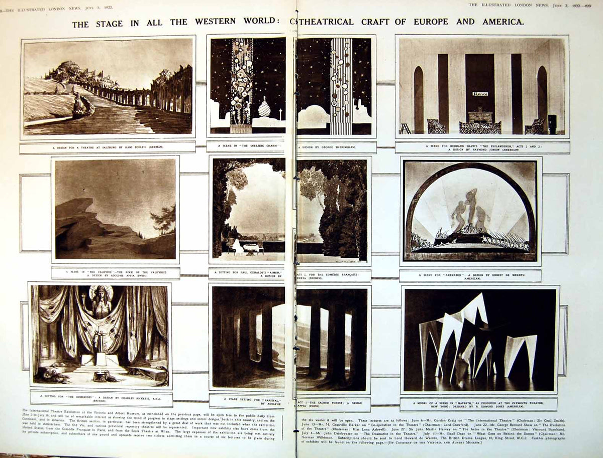 Antique Old Print Damaged Theatrical Stage Craft In Europe North America 1922