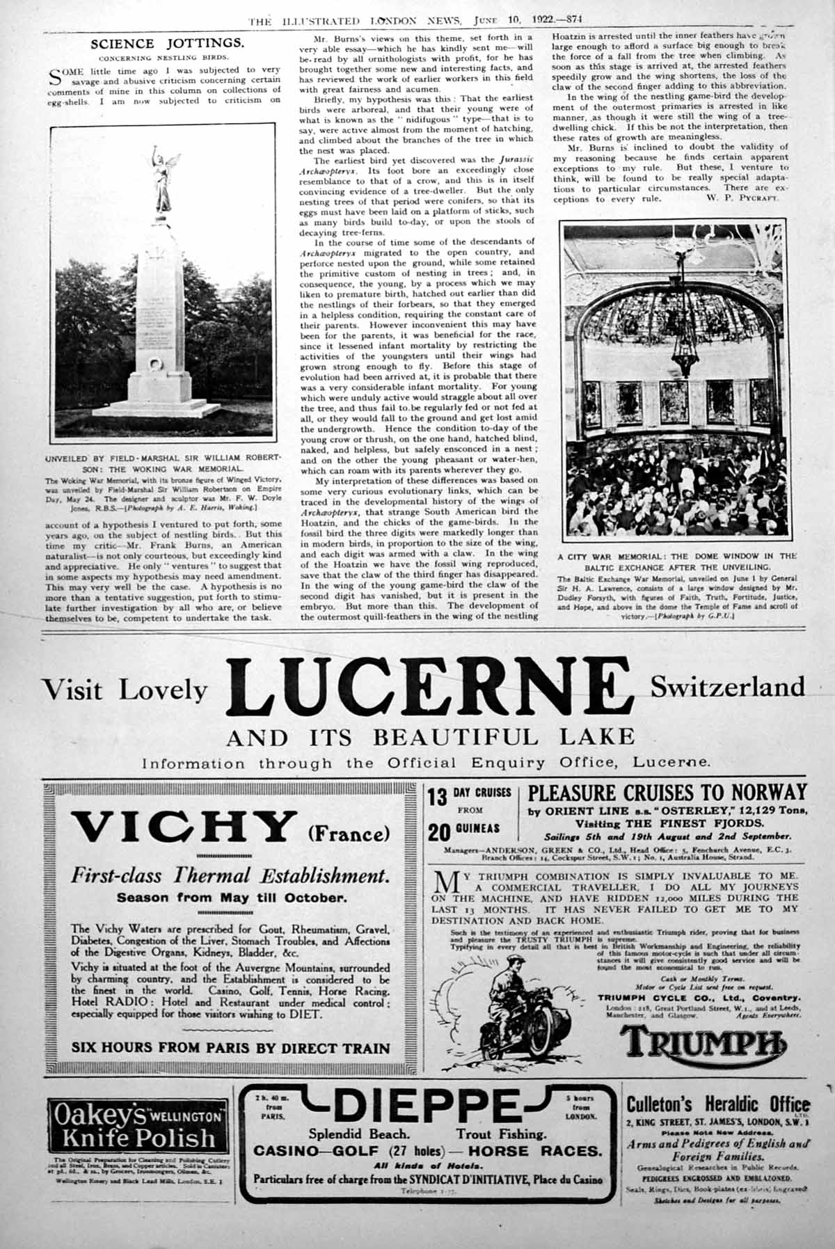 Antique Print Woking War Memorial Unveiled Dome Window Baltic Exchange 1922