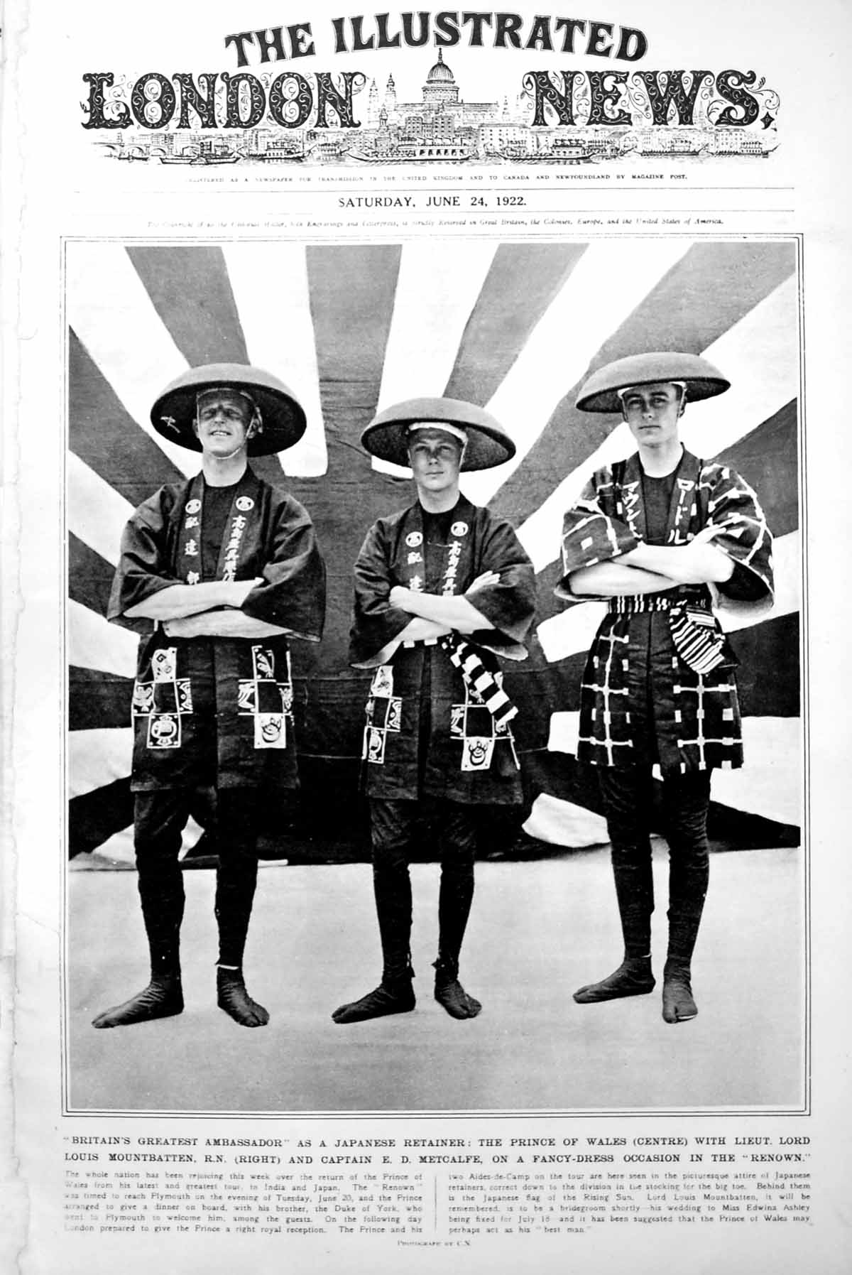 Original Old Vintage Print Prince Wales Fancy Dress Renown Mr Lloyd George 1922
