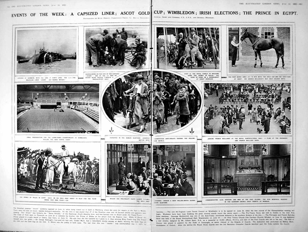 Antique Old Print Damaged News Capsized Liner Avare Murder James Lochart 1922