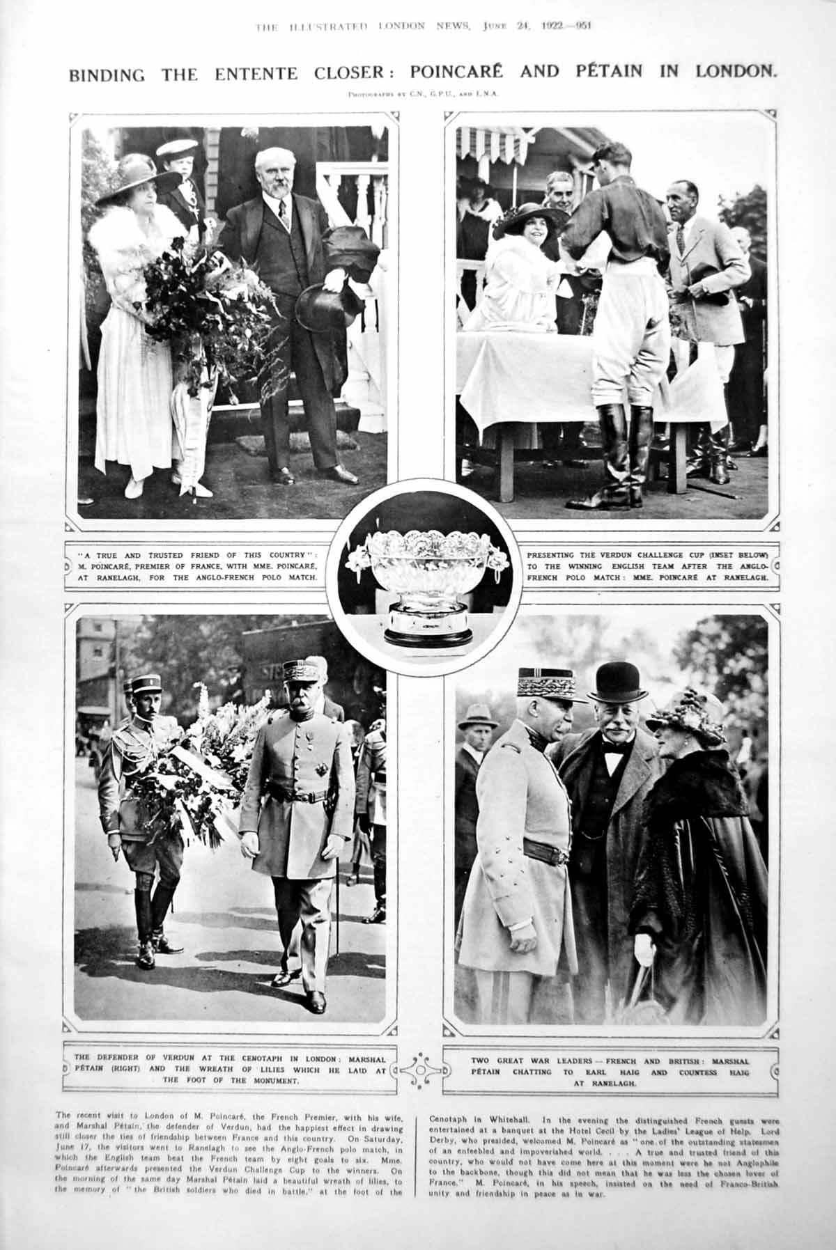 Old Vintage Print Poincare Petain London Whalley Abbey Embroideries 1922 20th