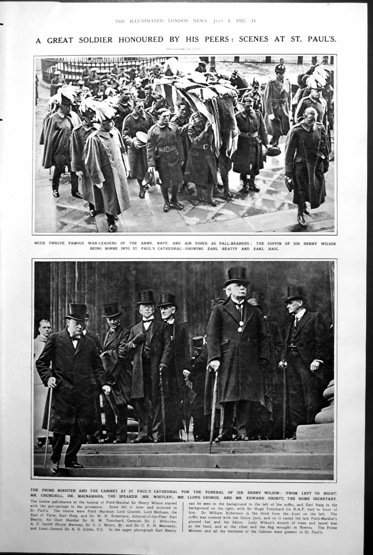Old Funeral Sir Henry Wilson Mr Churchill Lloyd George Tennis Norton1922 20th