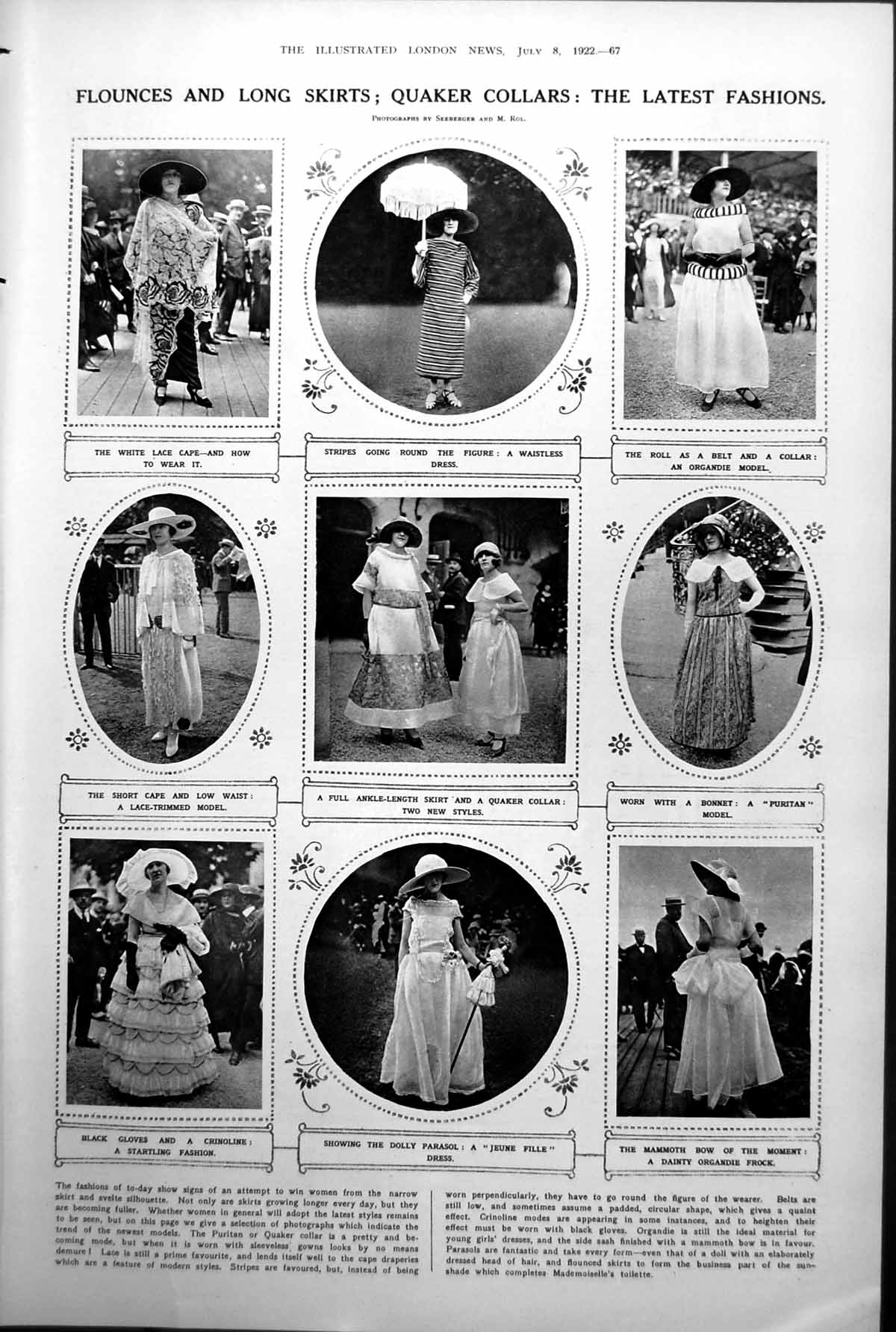 Old Flounces Long Skirts Quaker Collars Latest Fashions Wraps Hat 1922 20th