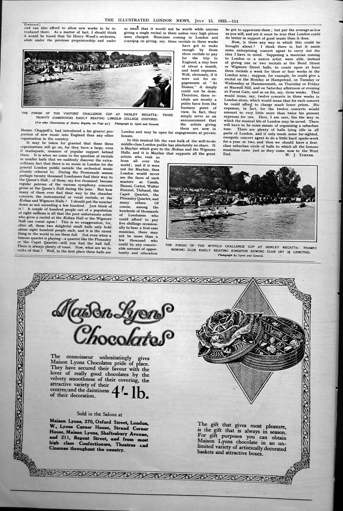 Old Print Henley Regatta Visitors Cup Cambridge WyfCup Thames Rowing1922 20th