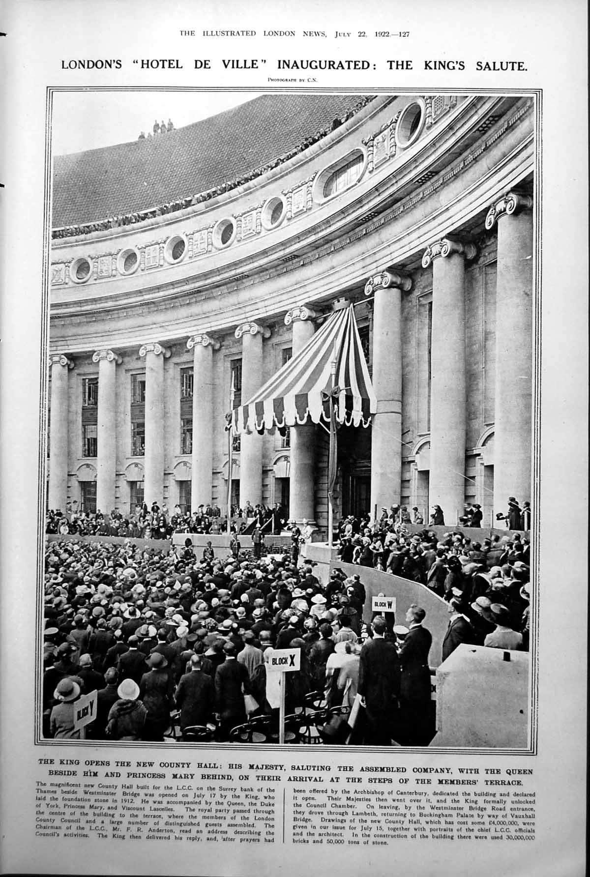 Old King Opens New County Hall Romneys Mrs Vandergucht Silver Globe1922 20th