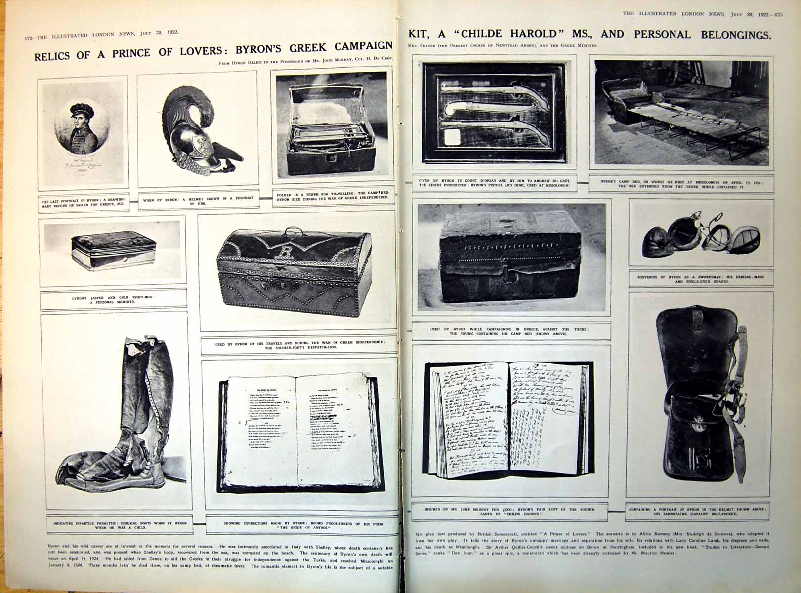 Old Print British Aeroplane Thunderstorm Byrons Greek Kit 1922 DamagedPages