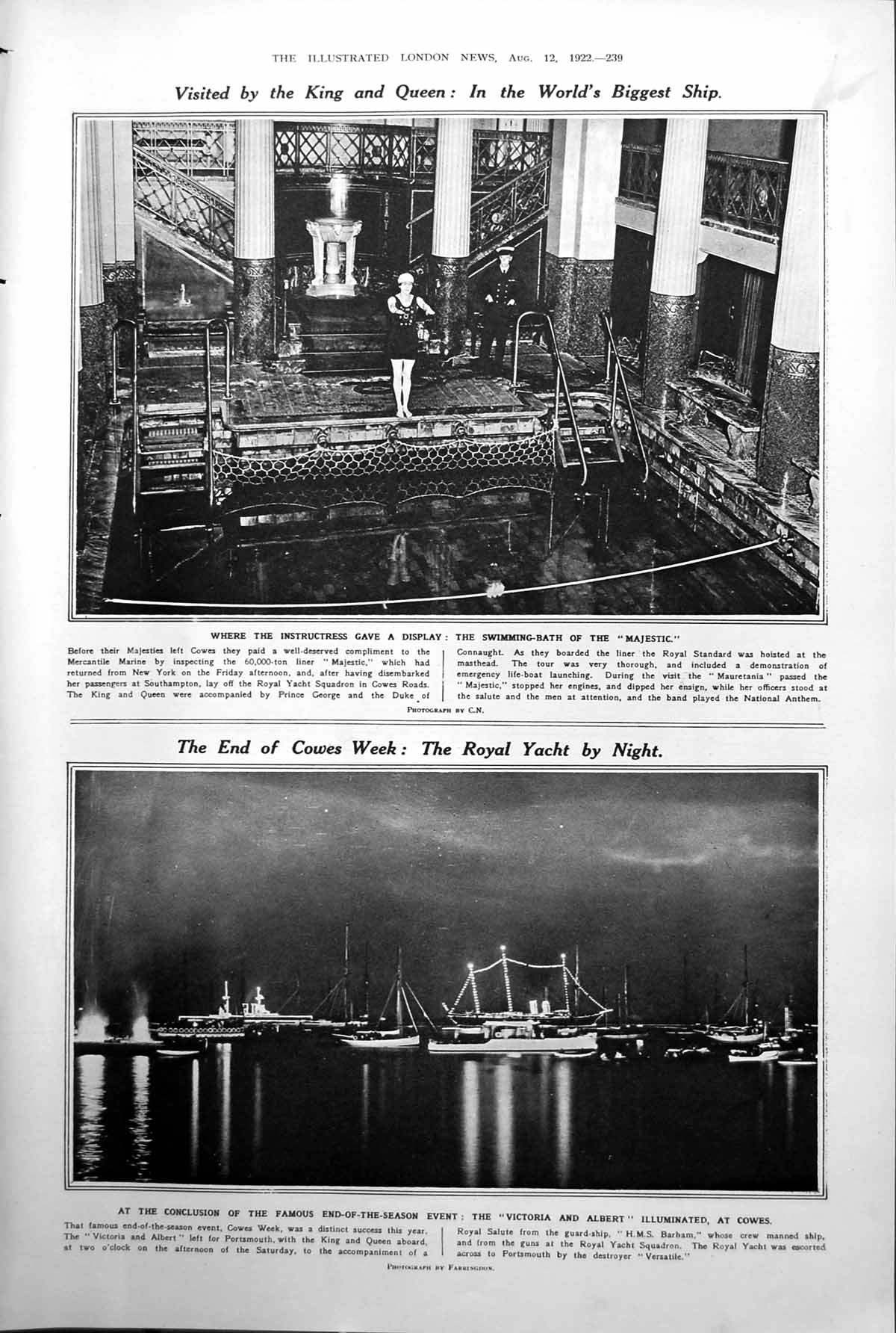 Old King Queen Ship Majestic Victoria Albert Cowes Joseph Conrad 1922 20th