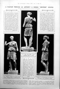 Antique Print Marble Statue Artemis Ostia Found Vatican Greek Sculpure 1922