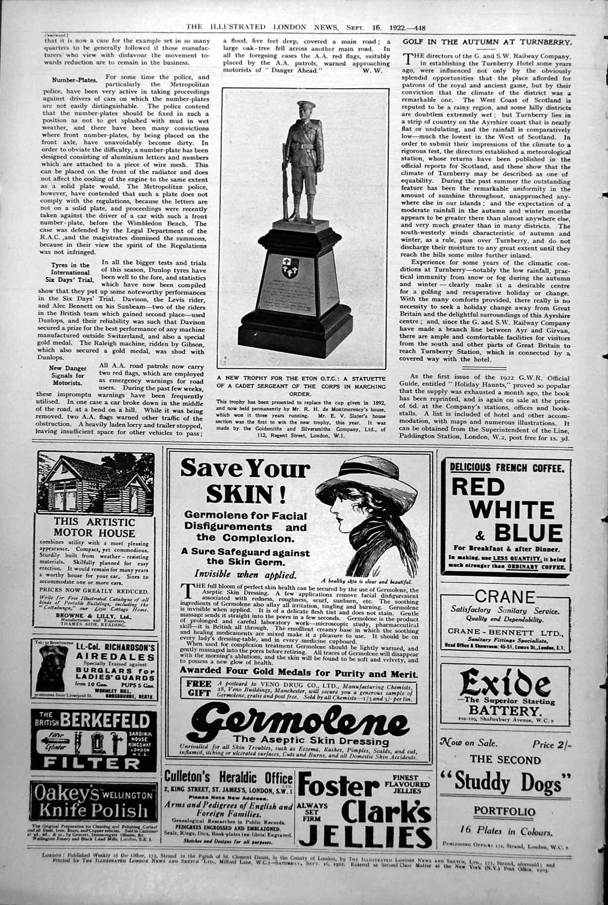 Antique Old Print New Trophy Eton O T C Statuette Cadet Sergeant Corps 1922