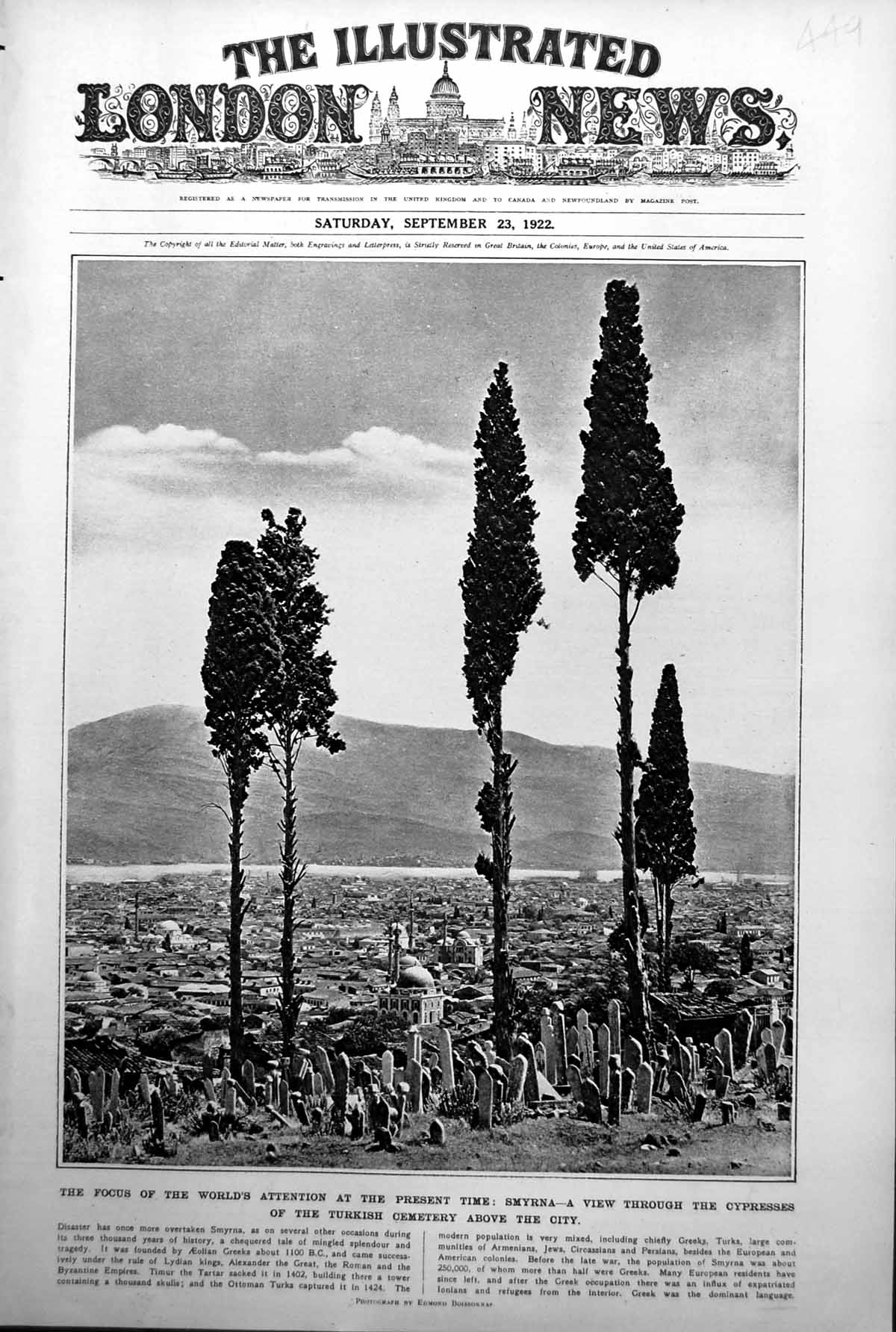Antique Print Smyrna Turkish Cemetery Lieut Gen Sir Charles Harington 1922 20th