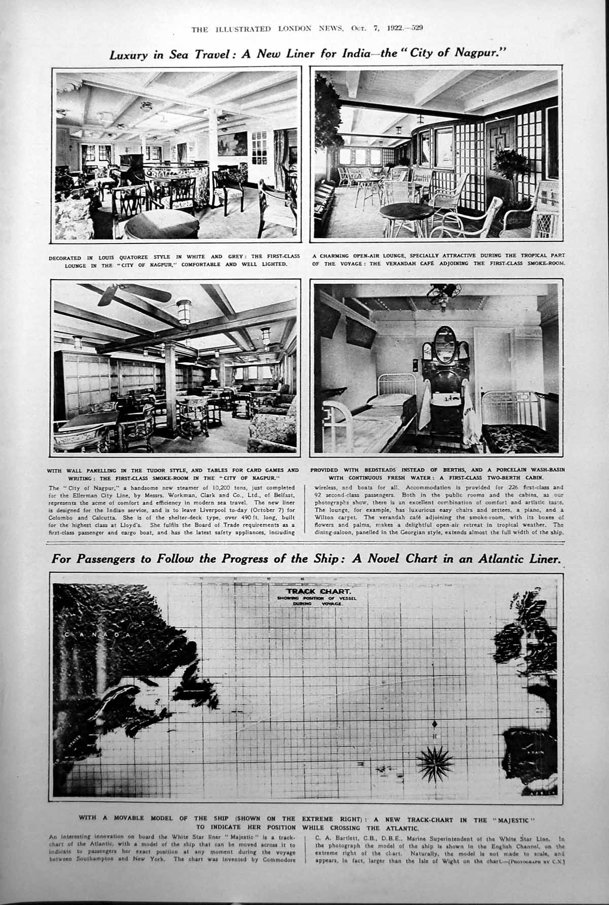 Antique Old Print New Liner India City Nagpur Morpeth Cenotaph Dumbarton 1922