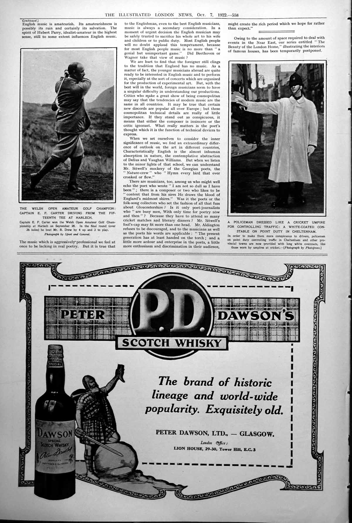 Old Welsh Open Golf Champion Capt E Carter Policeman Cheltenham 1922 20th