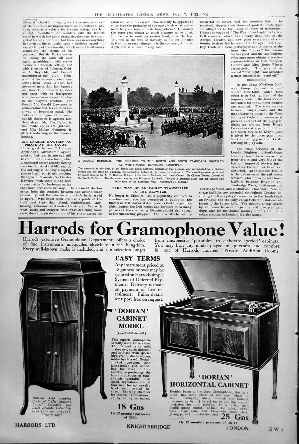 Old Obelisks North South Staffords Whittington Barracks Lichfield 1922 20th