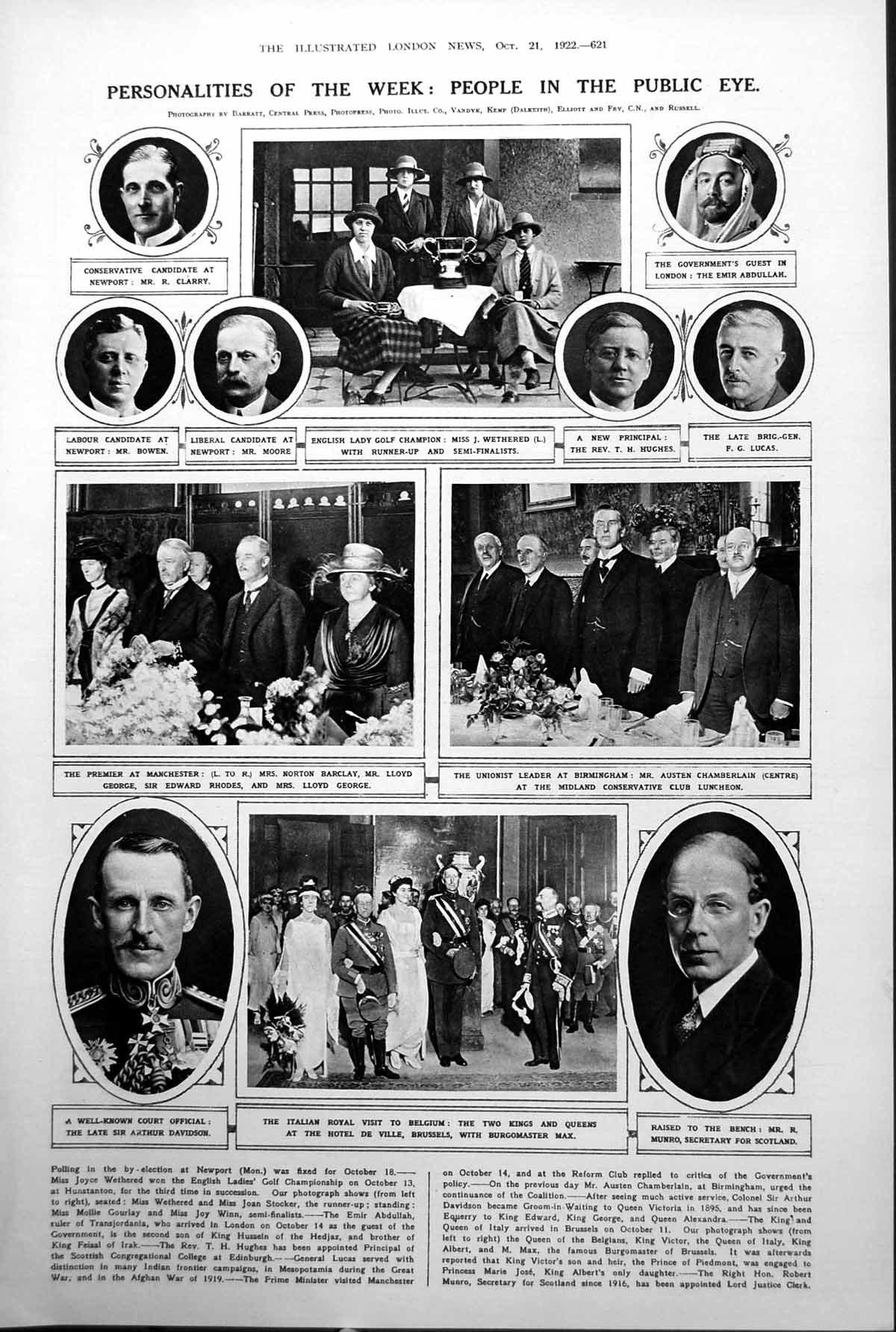 Antique Old Print Austen Chamberlain Edward Rhodes Roumanian Coronation 1922