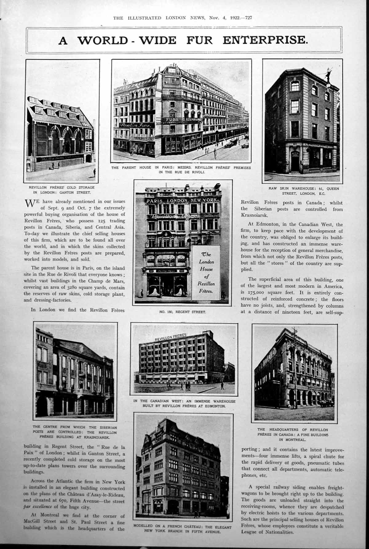 Old Print London House Revillon Freres Furs M Rachmaninoff Composer 1922 20th