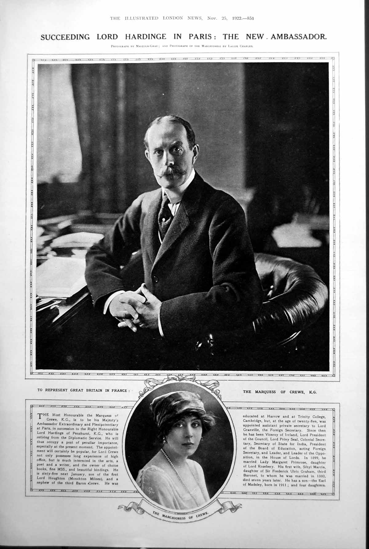 Old Print Marquess Marchioness Crewe Frank Brock Fireworks Inventor 1922 20th