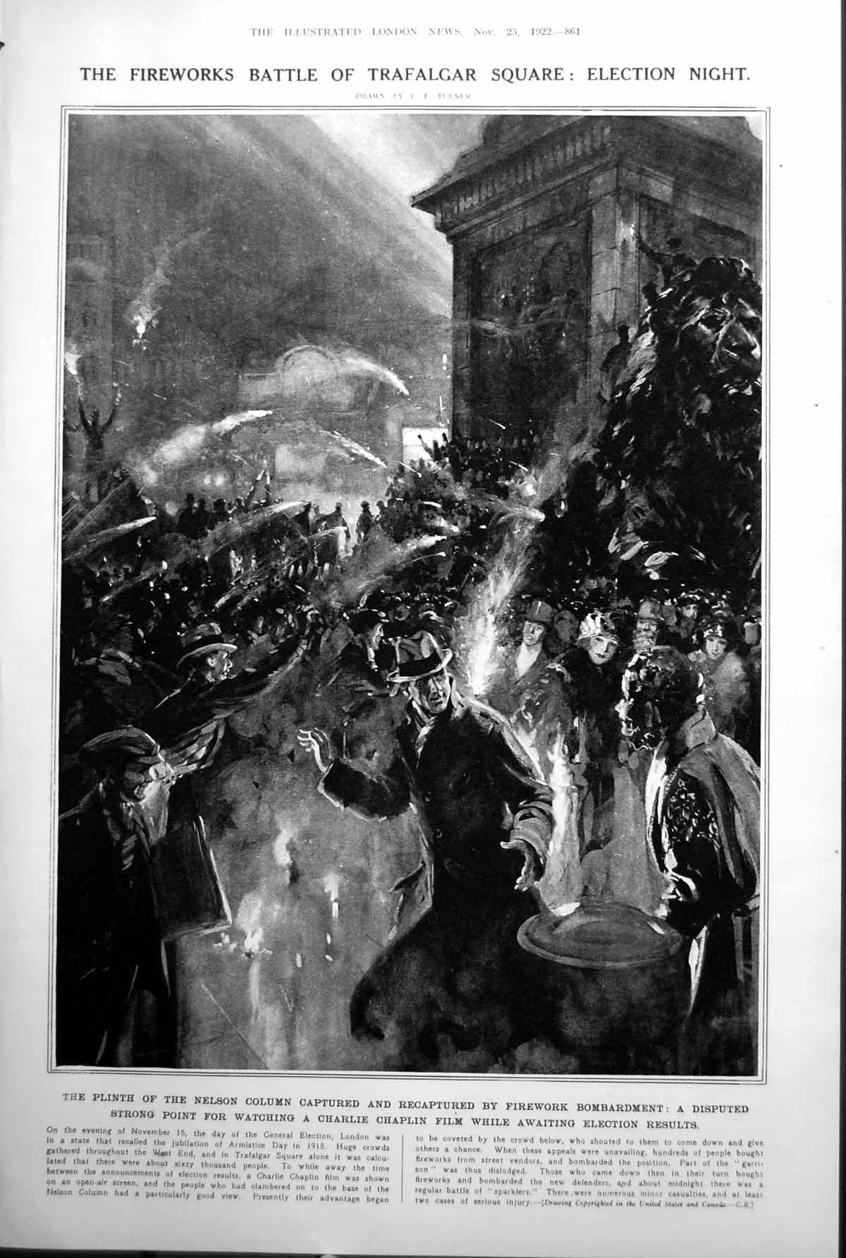 Old Fireworks Trafalgar Square Election Night Fur Stole Day Wear 1922 20th