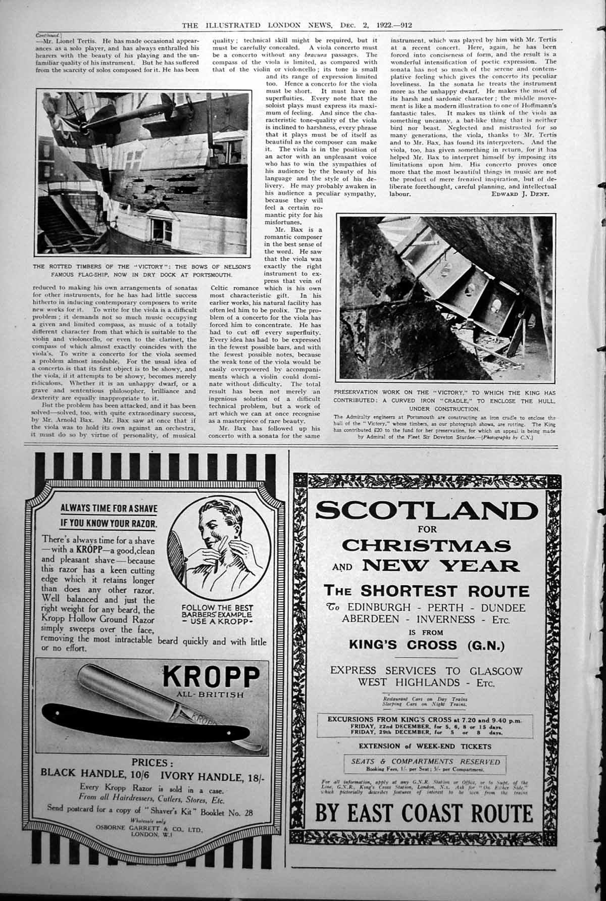 Antique Old Print Preservation Work Victory Nelsons Flagship Portsmouth 1922
