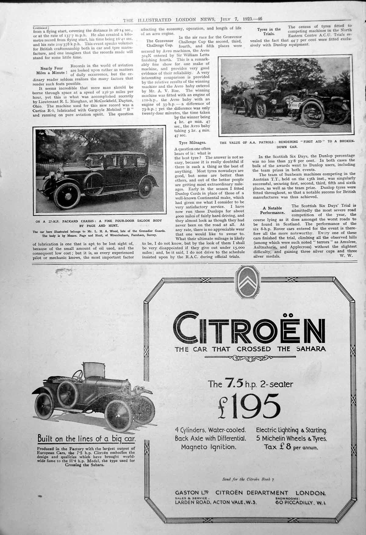 Old Four Door Saloon Car Packard Chassis A.A. Patrol Broken Down 1923 20th