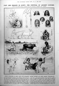 Antique Print Survival Ancient Customs Egypt Hair Styles Winter Moths 1923