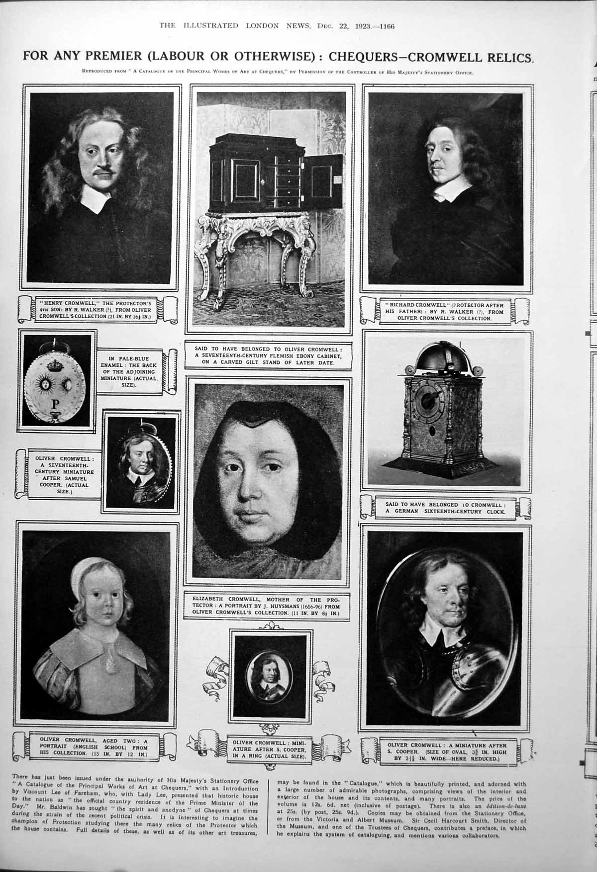 Old Print Cromwell Relics Chequers Canadian Fossil Dinosaurs Helmet 1923 20th