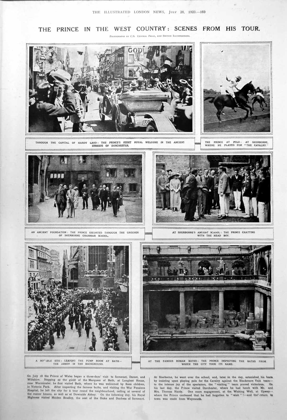 Old Print Scenes Prince West Country Tour Page Book Hours Foucquet 1923 20th