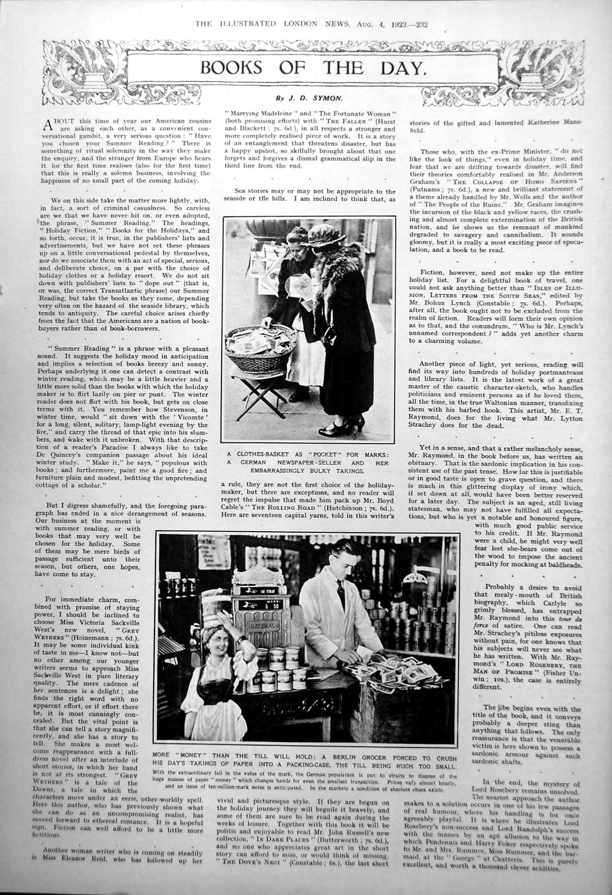 Antique Print Clothes Basket Pocket German Marks Grocer Tea Chest Till 1923