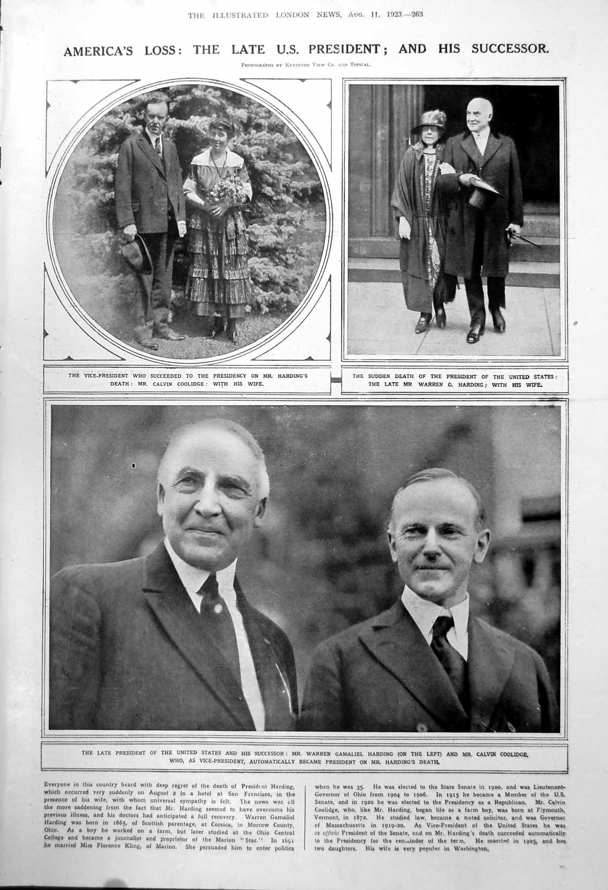 Old Late U.S. President Successor Calvin Coolidge Warren Galamiel 1923 20th